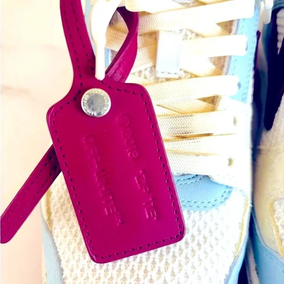 Off-White Sneakers in Cream and Burgundy - Picture 6 of 16